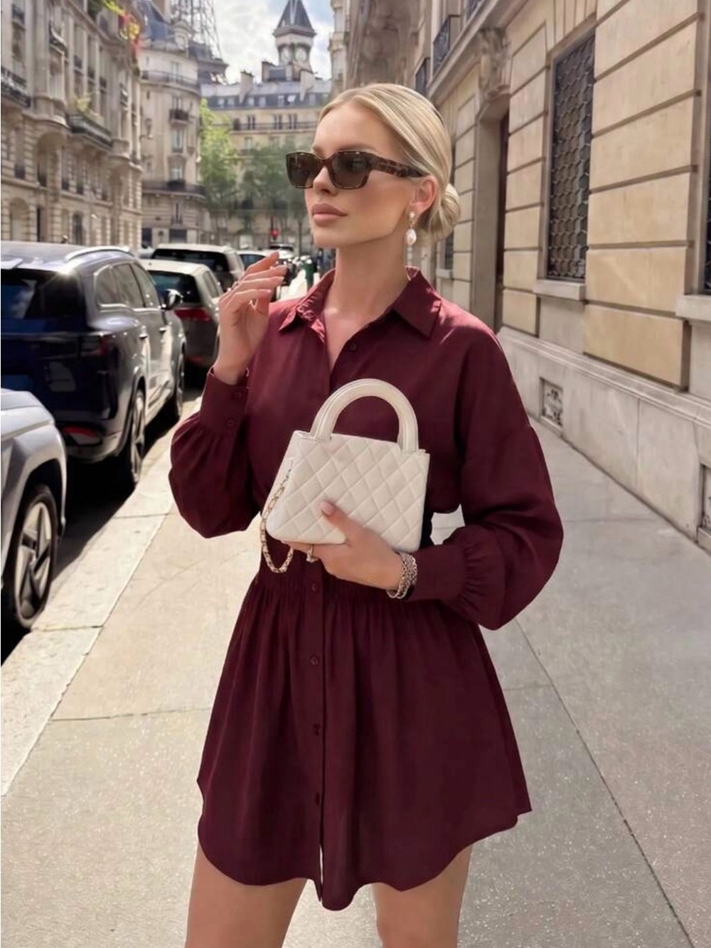 Mossimo Supply Co. Deep Wine Shirt Dress